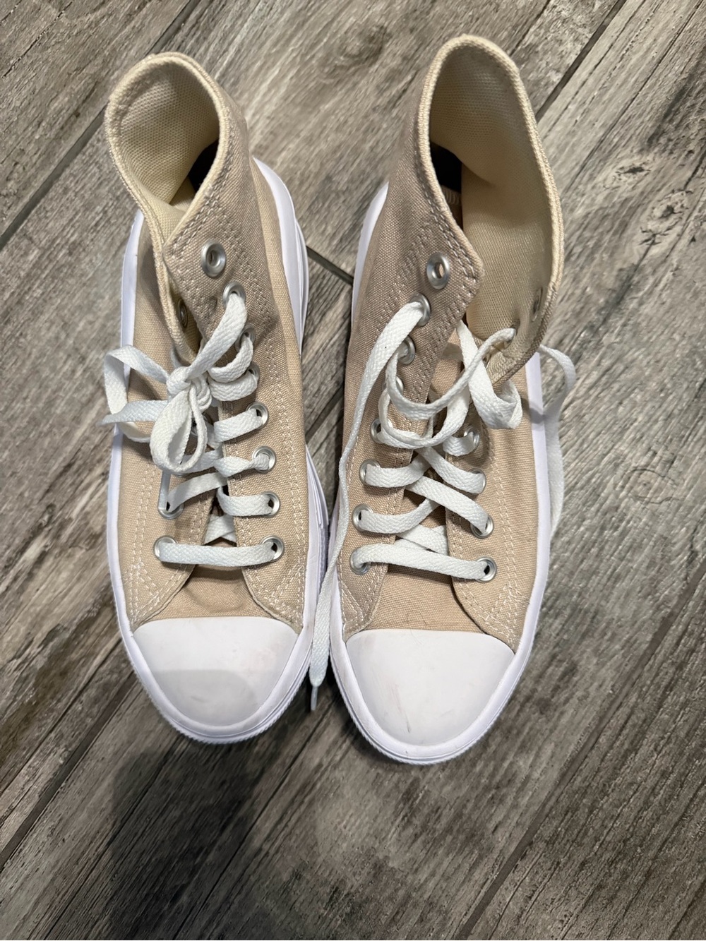 Converse High-Top Canvas Sneakers - Beige & White